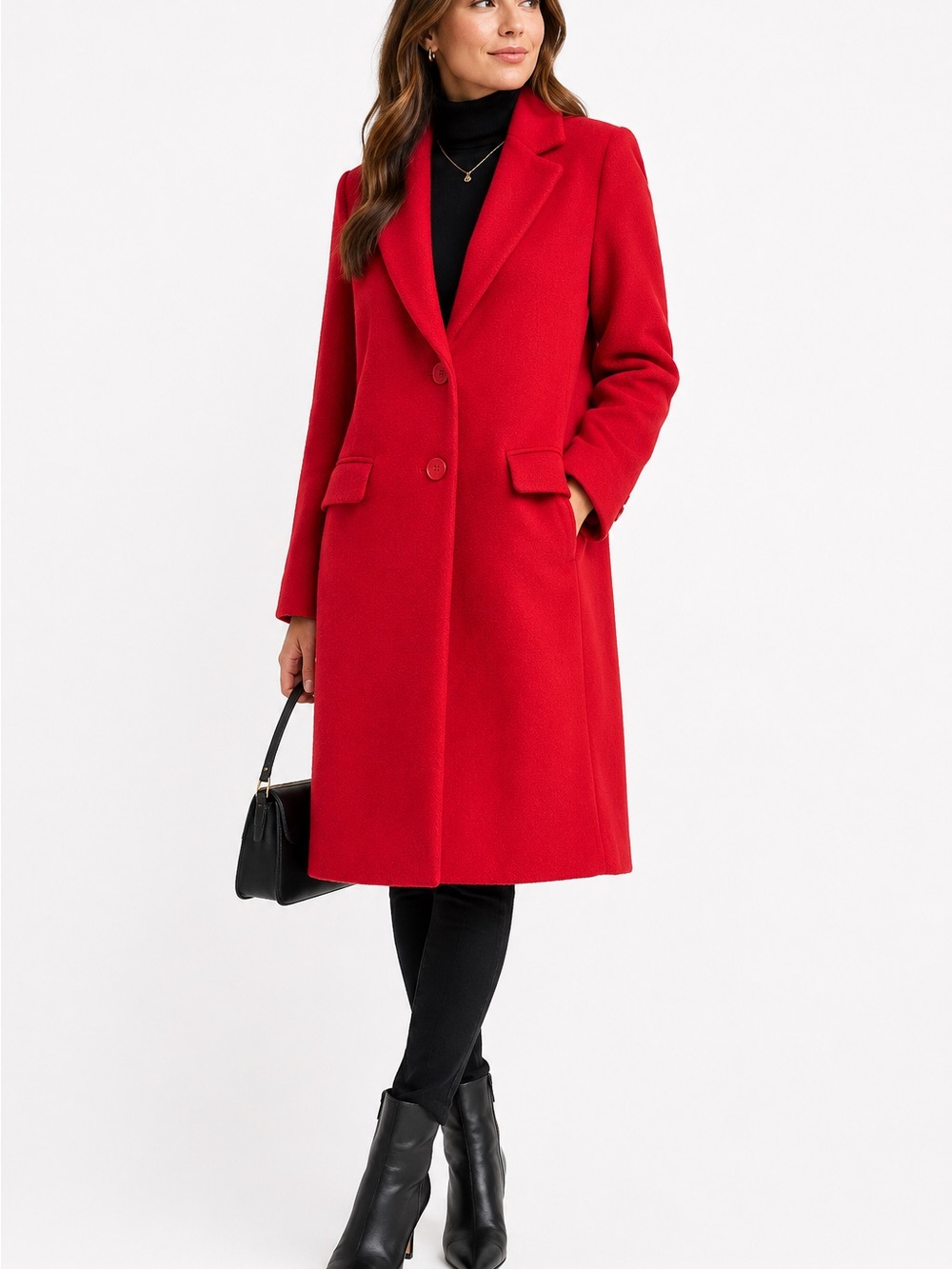 House of Harlow 1960 Poppy Red Wool Blend Coat NWT